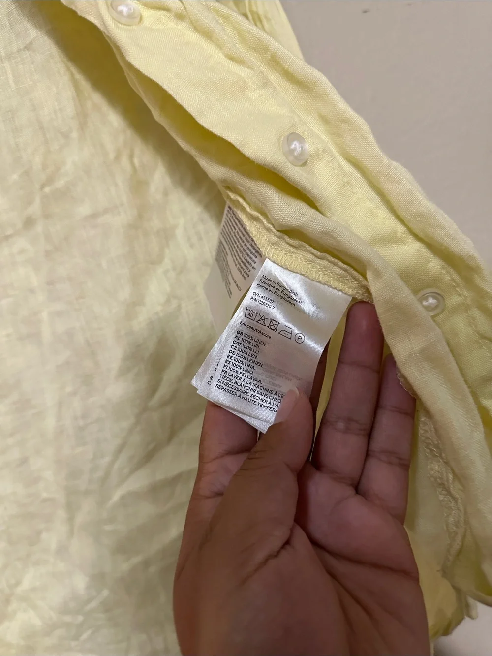 H&M Light Yellow Linen Button-Up Shirt - Picture 5 of 6